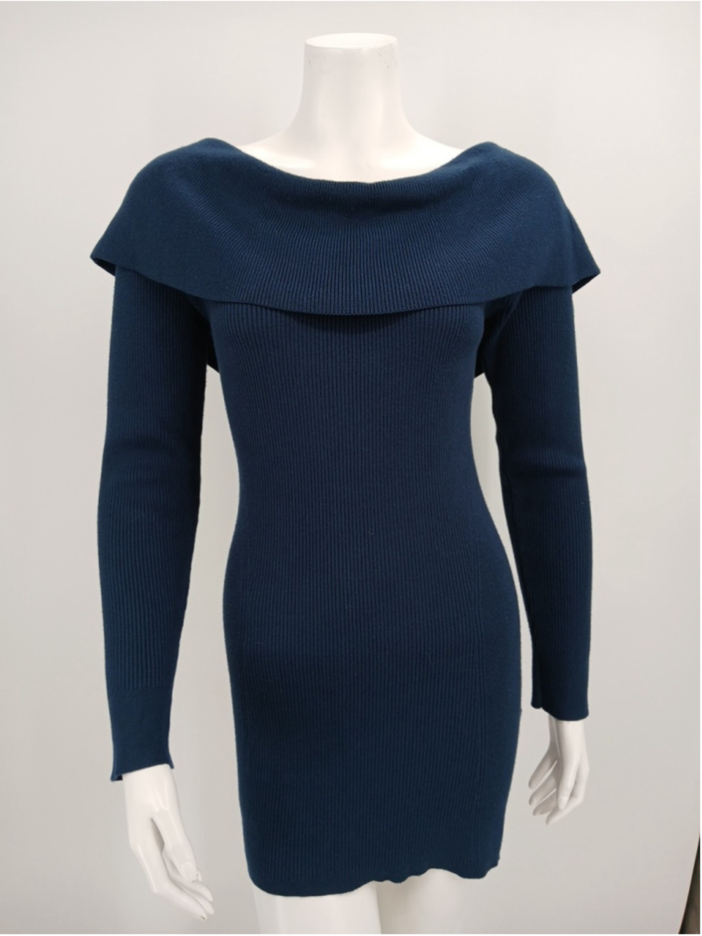 White House Black Market Bow Back Mini Sweater Dress River Teal Size M